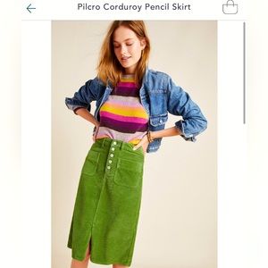 Pilcro corduroy green skirt.